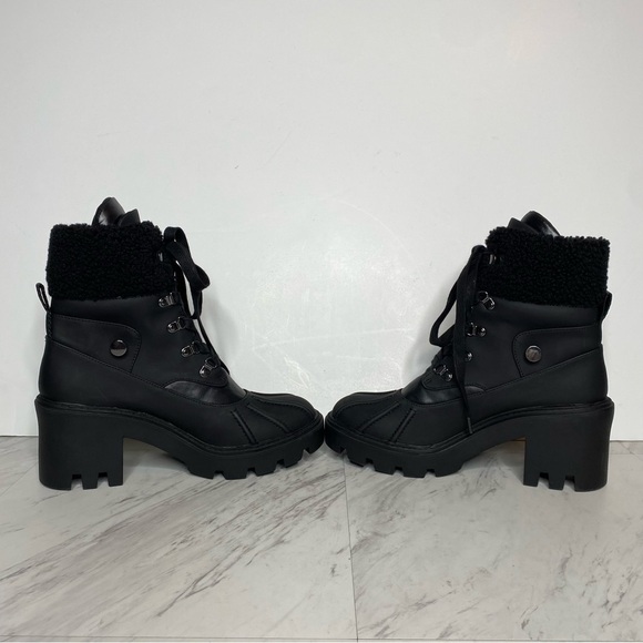 Steve Madden Northern Faux Fur Black Heeled Boot 9M - Picture 5 of 14